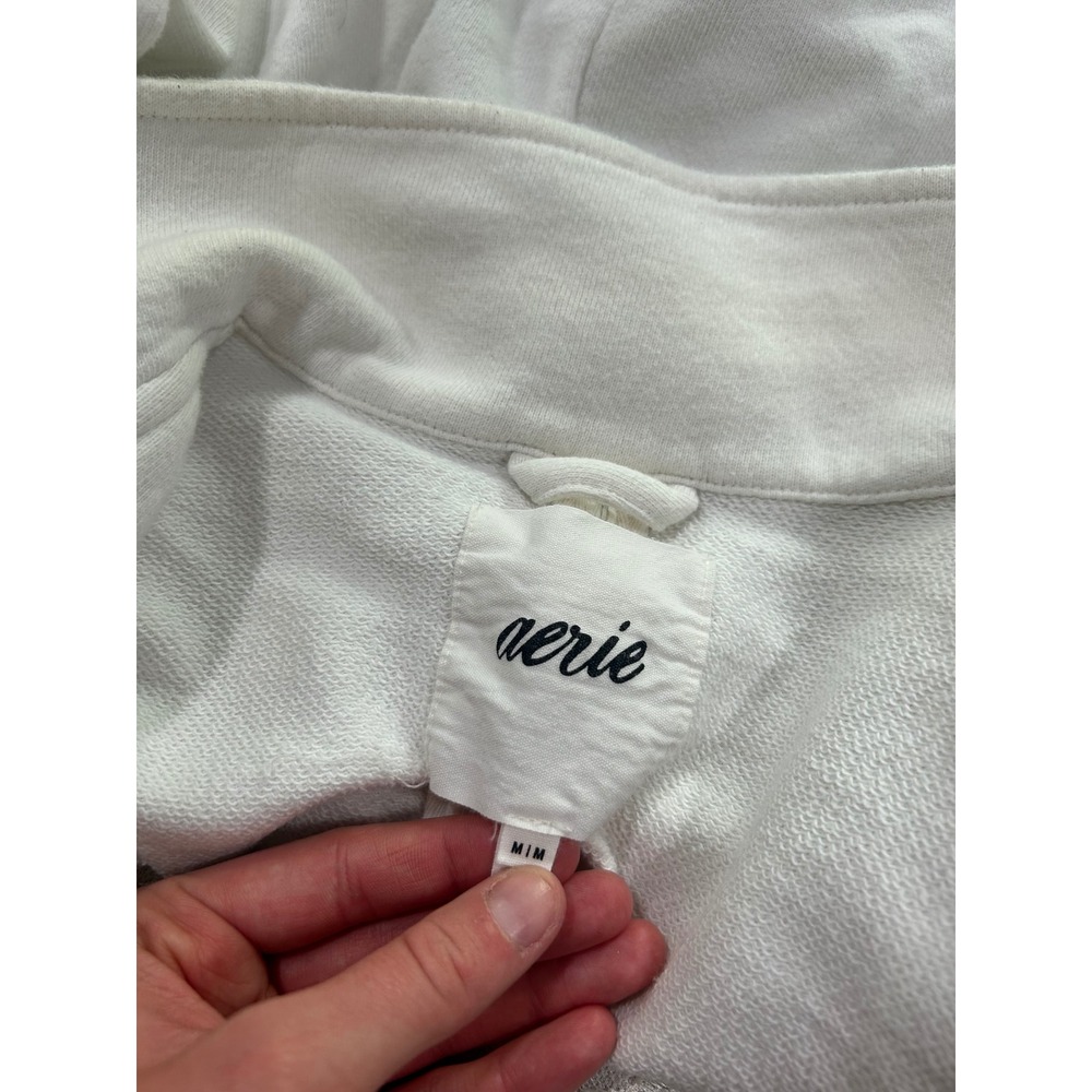 Aerie White Unstructured Blazer Jacket M Sweater Costal Minimalist Boho Preppy - Picture 7 of 10